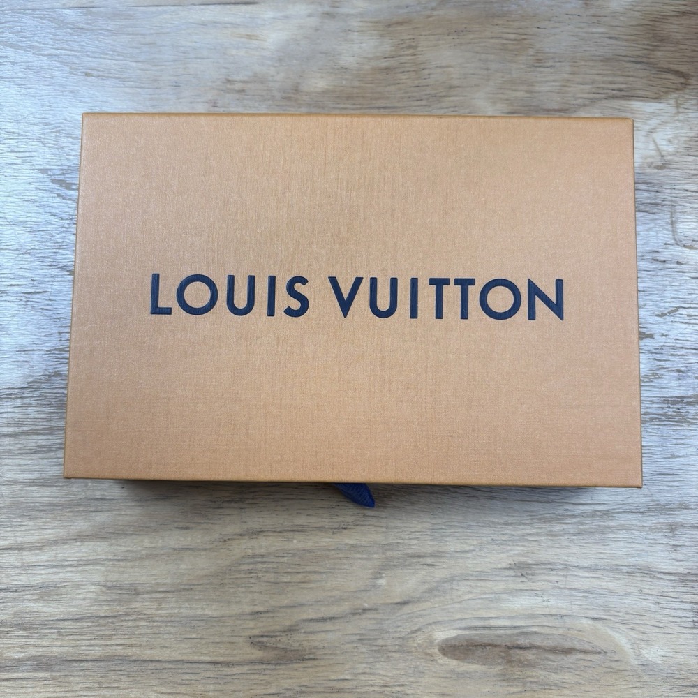 Louis Vuitton Empty Box Orange Gift Box Blue Ribbon Pull Authentic Packaging